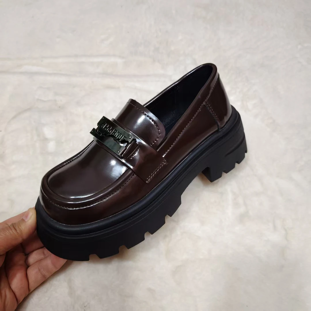 棕色厚底乐福鞋女玛丽珍女鞋防水台气质时尚又好看白塔单鞋子