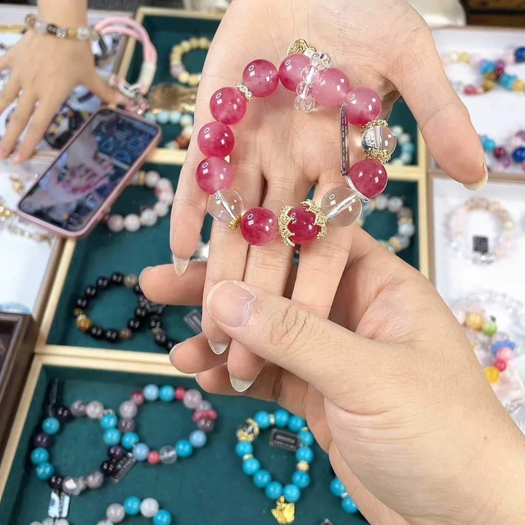 水晶手链银S925镀金镶嵌