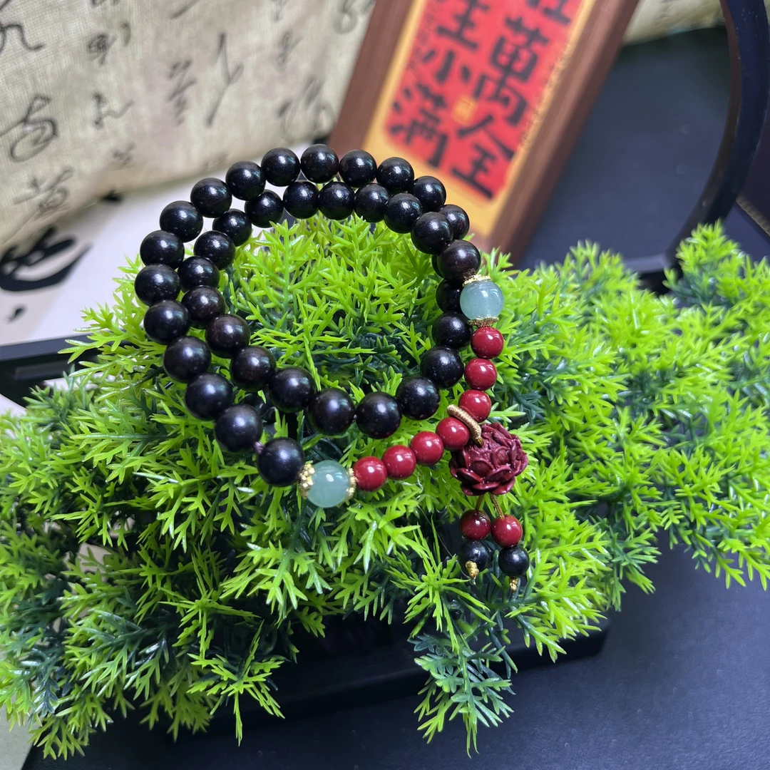 12A黑檀莲花双圈手串（无礼盒）