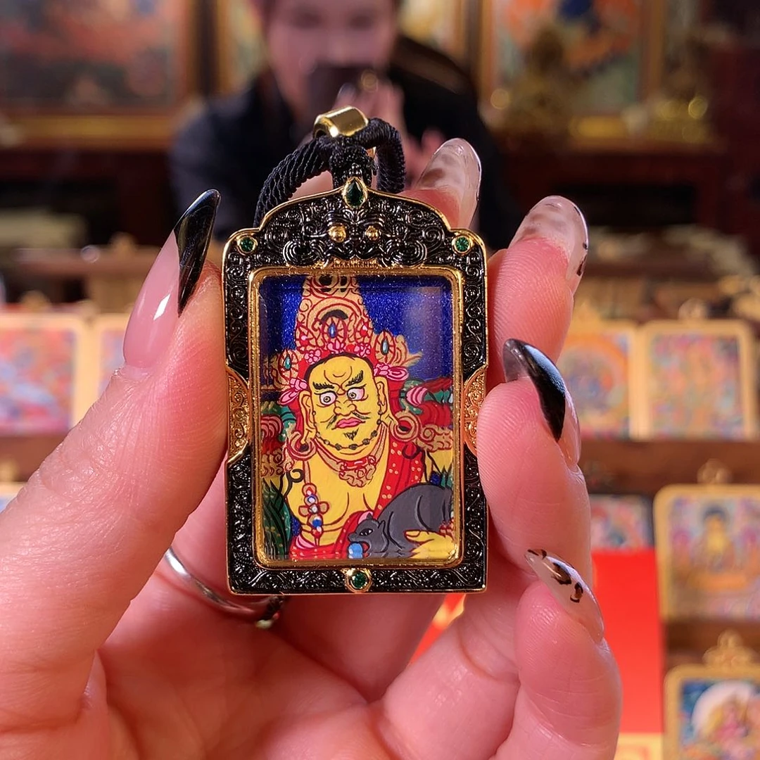 吊坠纯手绘唐卡黄财神