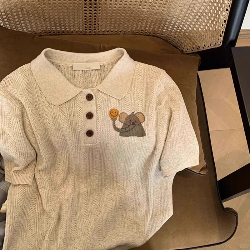 小象方领短款百搭夏季新款T恤女薄款百搭减龄上衣设计感短袖潮