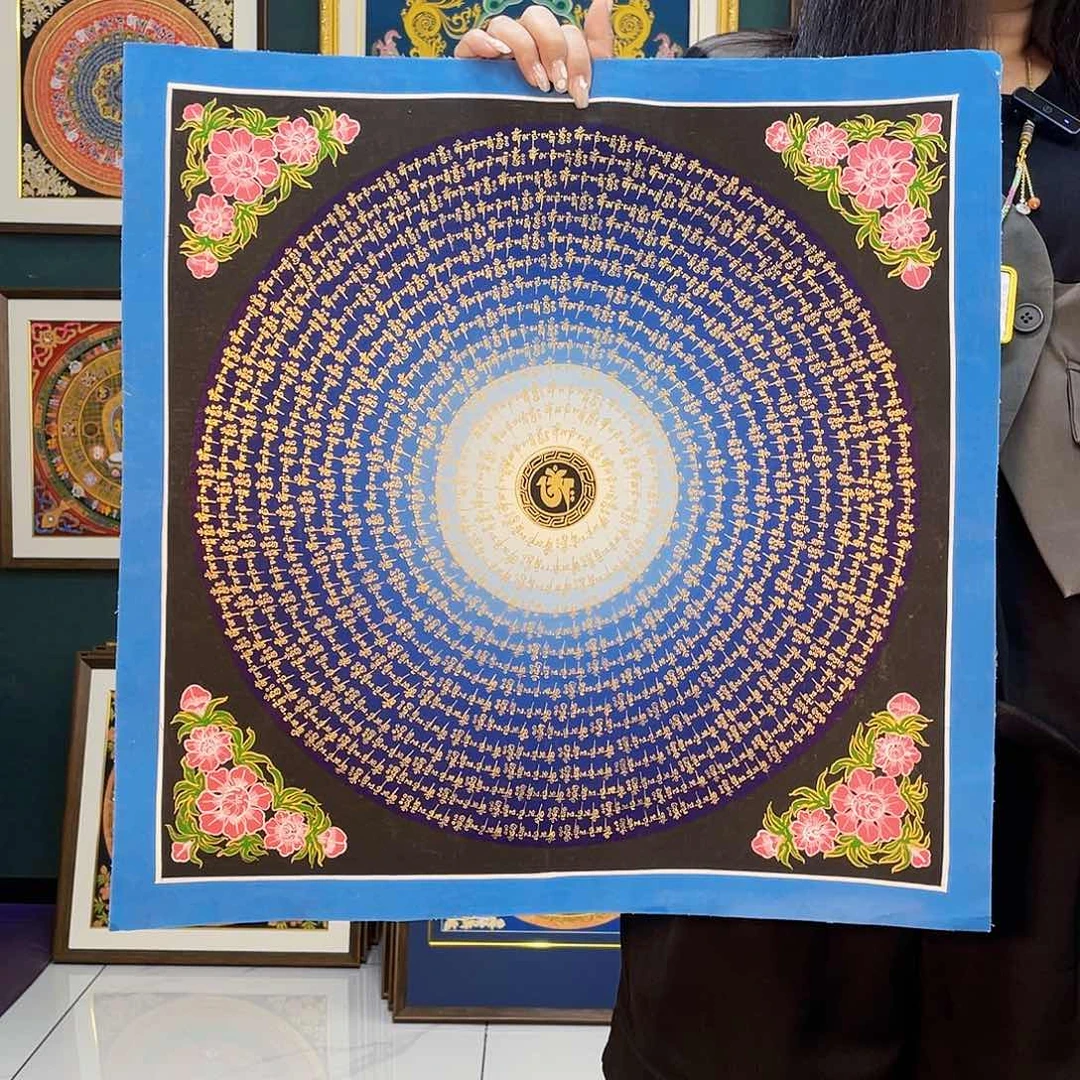 卷轴画手绘唐卡50厘米六字