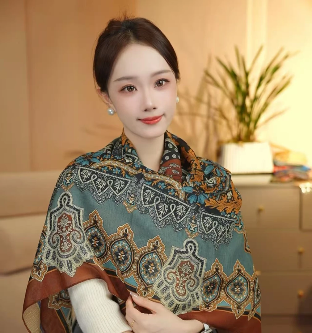 K (绿扣) P26【青珰叙】 绫绡纱110*110左右方巾夏季防晒方巾
