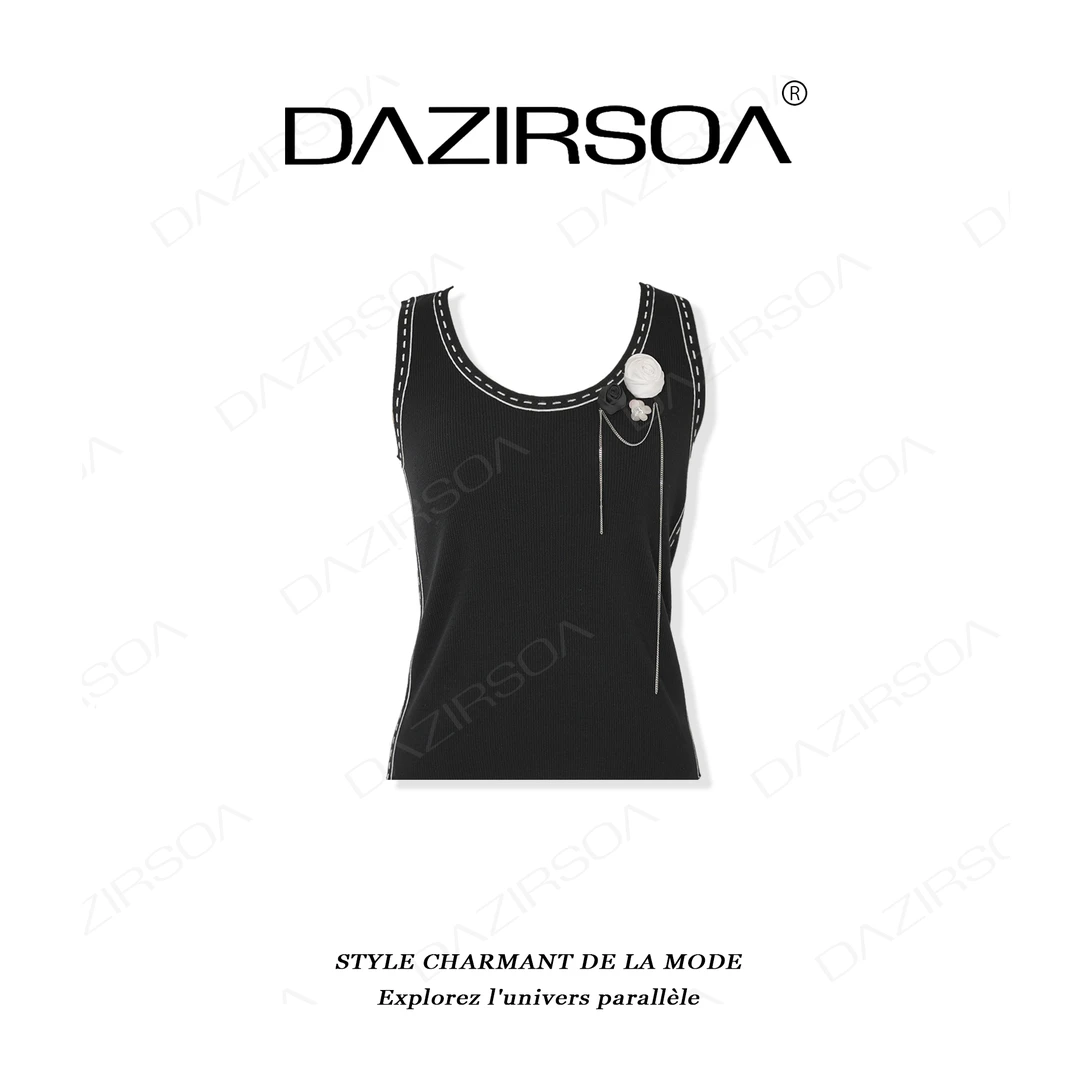 DAZIRSOA/达姿25S/S“玫瑰恋人”高级轻奢感玫瑰花背心 X502