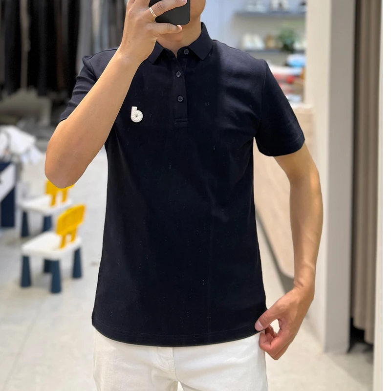 男款polo修身黑色老钱风时尚休闲翻领舒适百搭春夏潮流半袖上衣