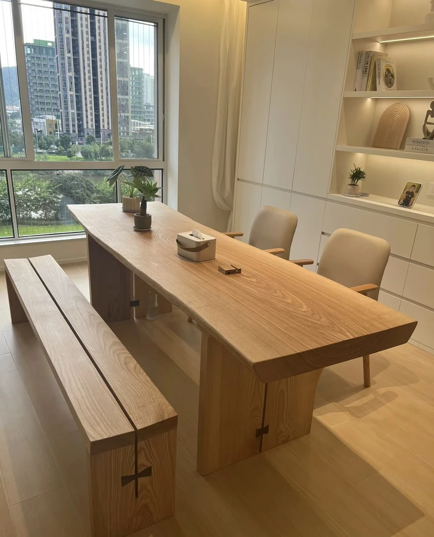 大板定金拍造木白蜡木胡桃木柚木黑胡桃实木大板茶桌书桌送支架