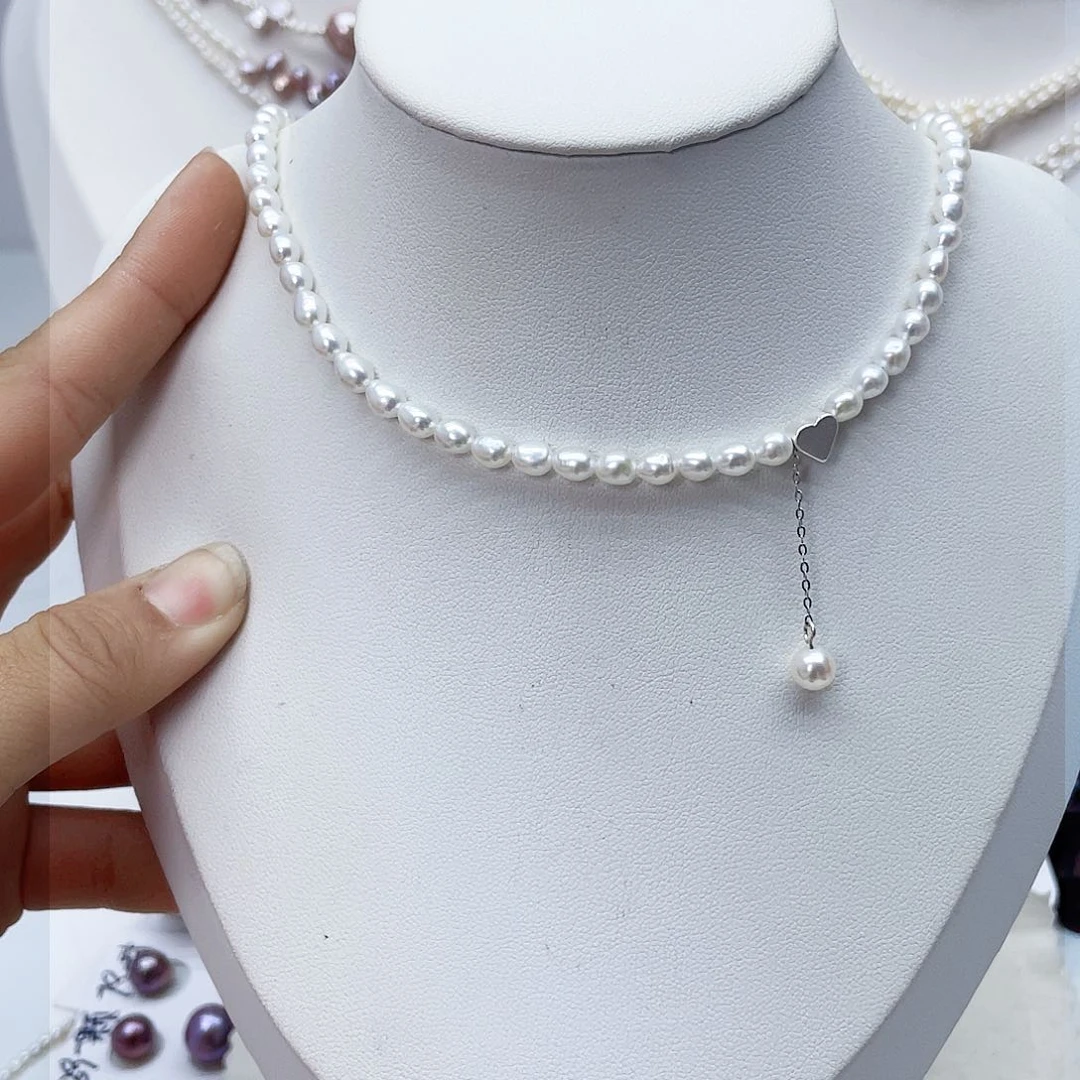 颈饰银S925镶嵌淡水珍珠