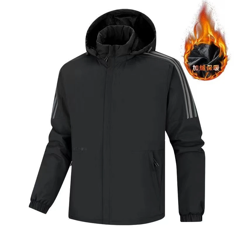 【可拆卸帽】冬季三条杠加绒棉服