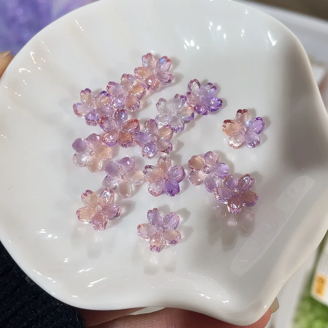 琉璃非金属紫橘粉拼色樱花50颗