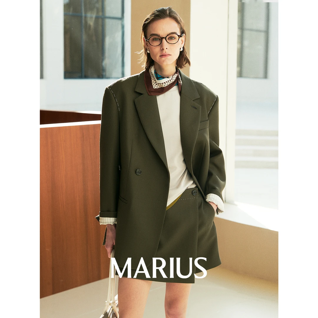 MARIUSMARIUS“曼哈顿”NIKKE老钱同款面料手工钉线西装半裙套装