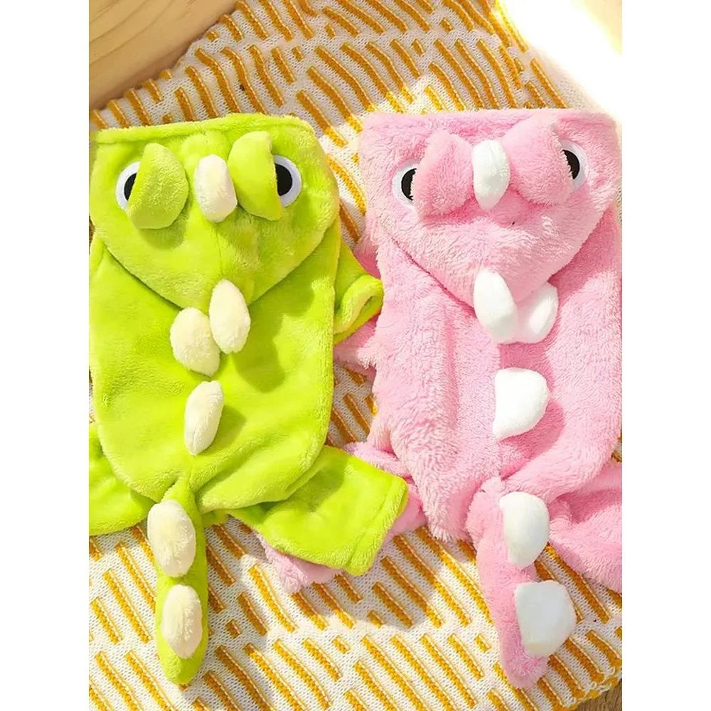 可爱小恐龙变身宠物猫狗狗衣服用品秋冬季保暖加厚连帽四脚衣泰迪