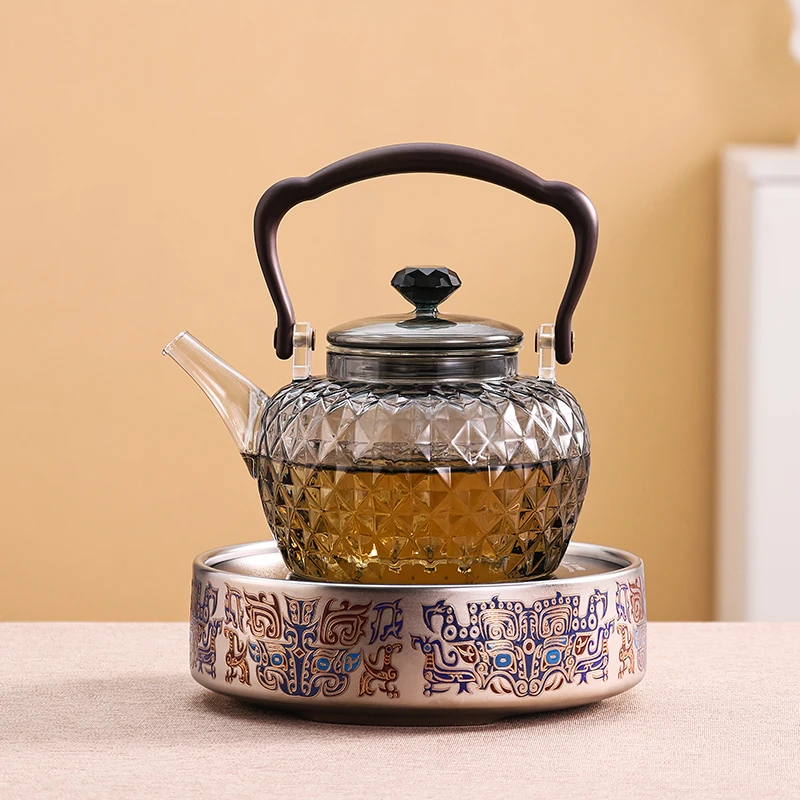 岳恒三星堆电陶炉玻璃烧水壶提梁壶家用耐高温大容量煮茶壶煮水器