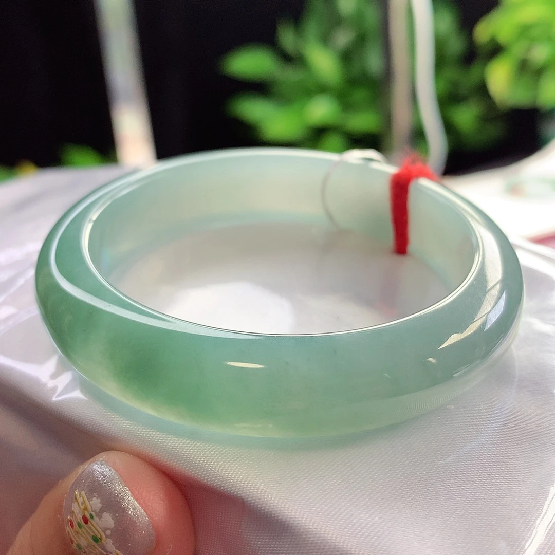 未镶嵌手镯翡翠52-53圈口冰湖旅湖光水色12号