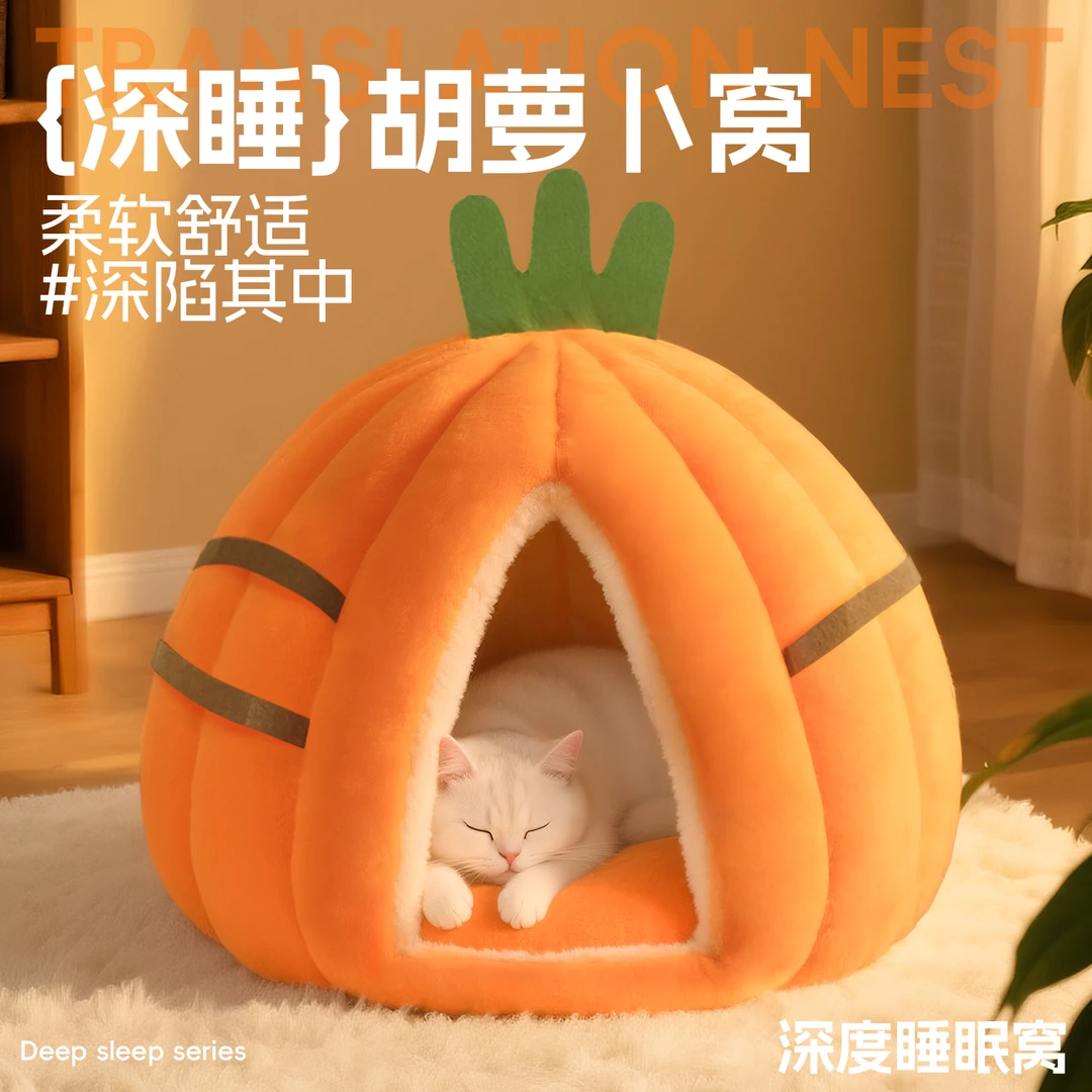 猫窝冬季保暖半封闭式猫床猫咪用品四季通用幼猫睡袋猫帐篷宠物床