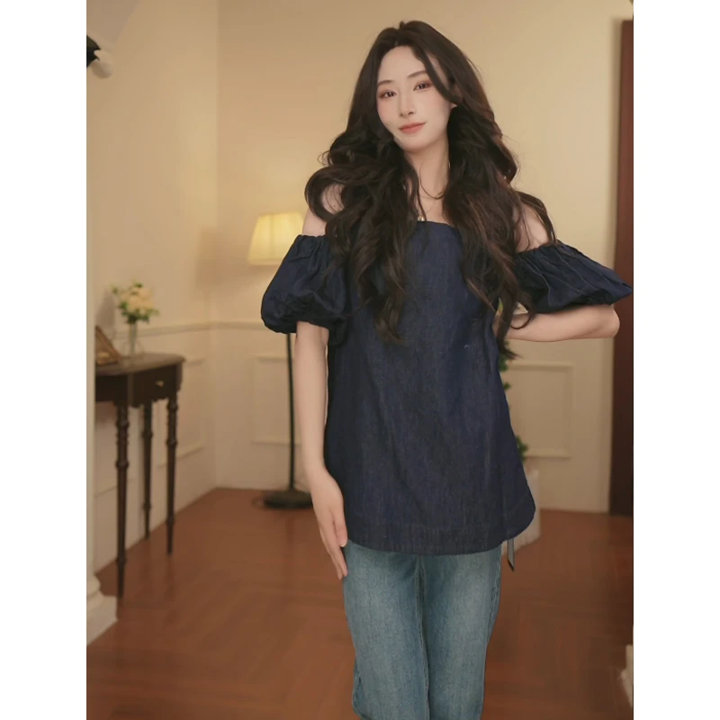夏季短袖上衣气质韩版泡泡袖时尚女装复古休闲KLF2456