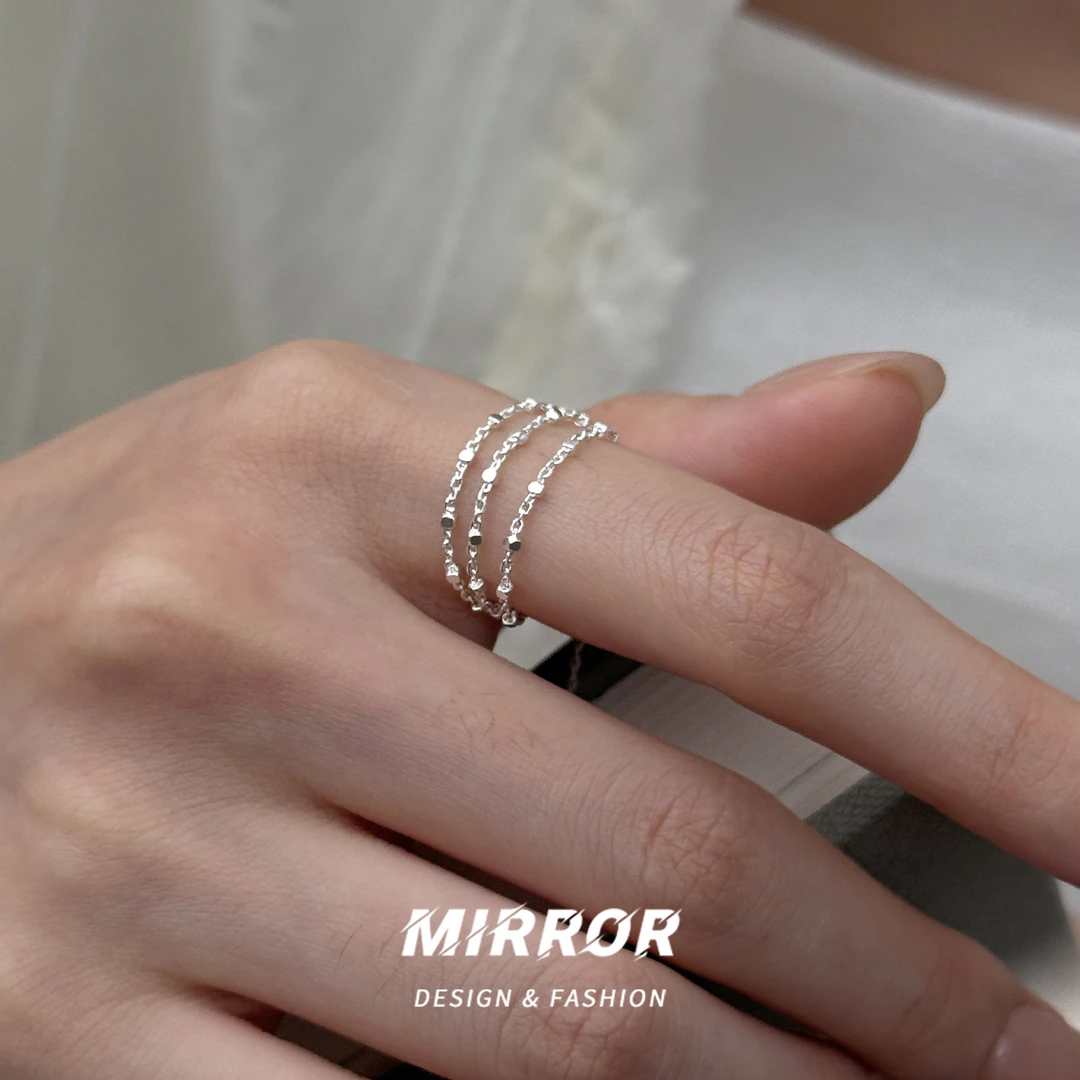 小麋人 925银戒指 CJ3538方块多层戒指女指环尾戒高级感小众轻奢