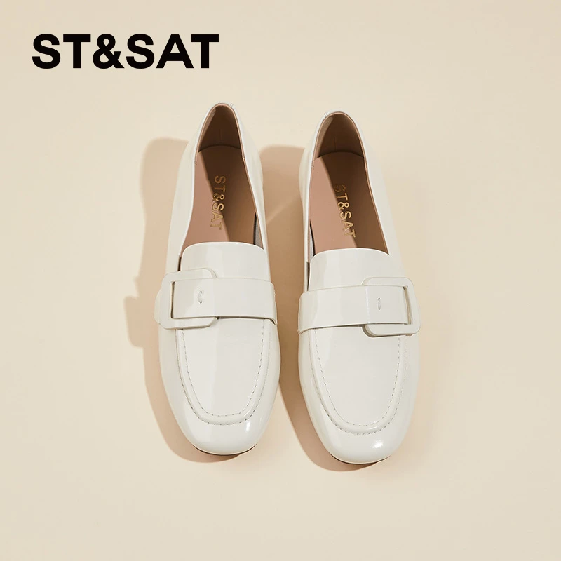 星期六2025秋季新款学院风粗跟乐福鞋女百搭浅口单鞋舒适休闲鞋