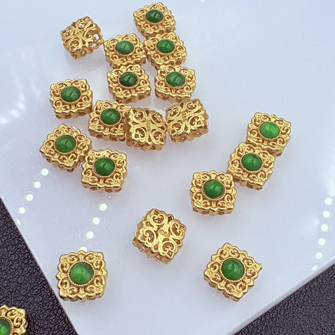 「戴琴珠宝」DQ1612-银镶翡翠方形配件（多样性发其一）