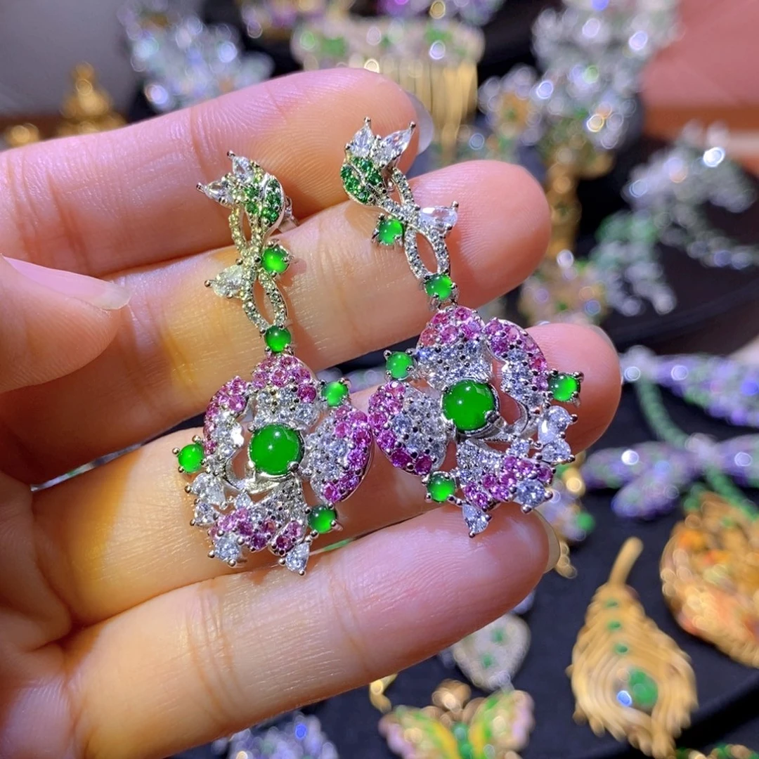 吊坠(不含链)银S925镶嵌翡翠