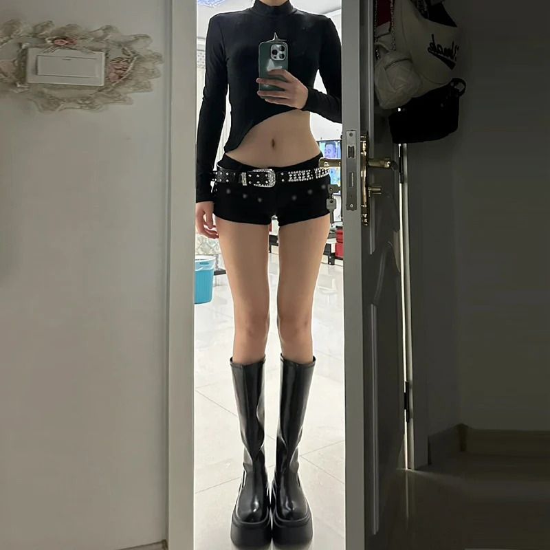 辣妹牛仔短裤女2025新款大码胖mm小个子夏季高腰显瘦a字阔腿热裤