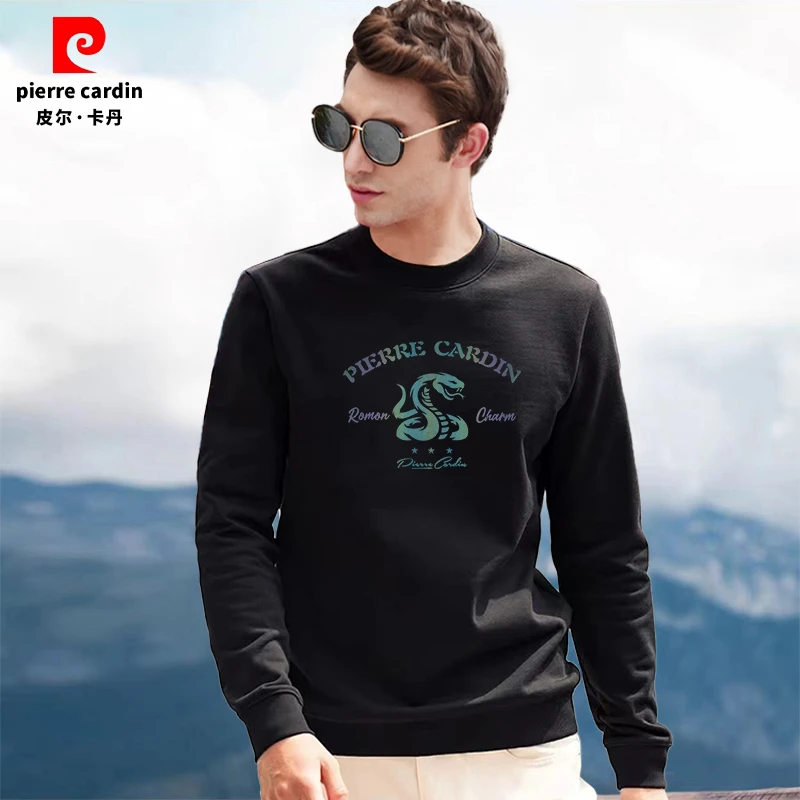 皮尔卡丹春秋季男卫衣圆领长袖衫中青年男士休闲百搭本命年打底衫