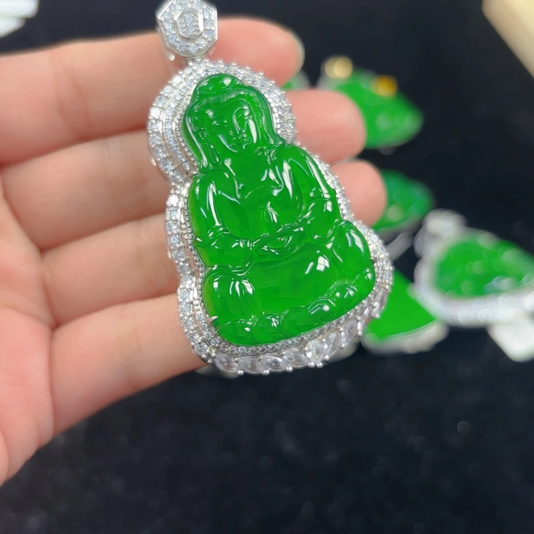 翡翠银S925镶嵌吊坠(不含链)