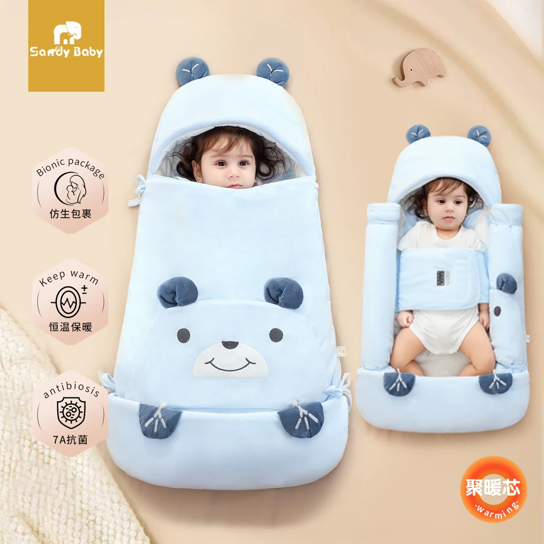 2025睡袋婴儿春秋初生宝宝包被新生儿防惊跳加厚纯棉抱被秋冬季防