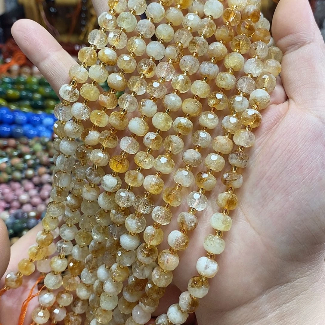 玛瑙/玉髓未镶嵌珠宝半成品黄塔晶一条卡8mm