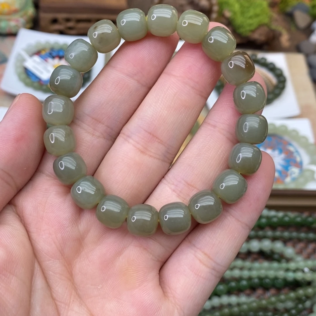 未镶嵌手链和田玉糖玉直切珠卡10