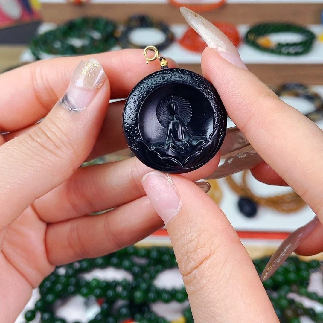 和田玉墨玉悟道吊坠未镶嵌蓝***?