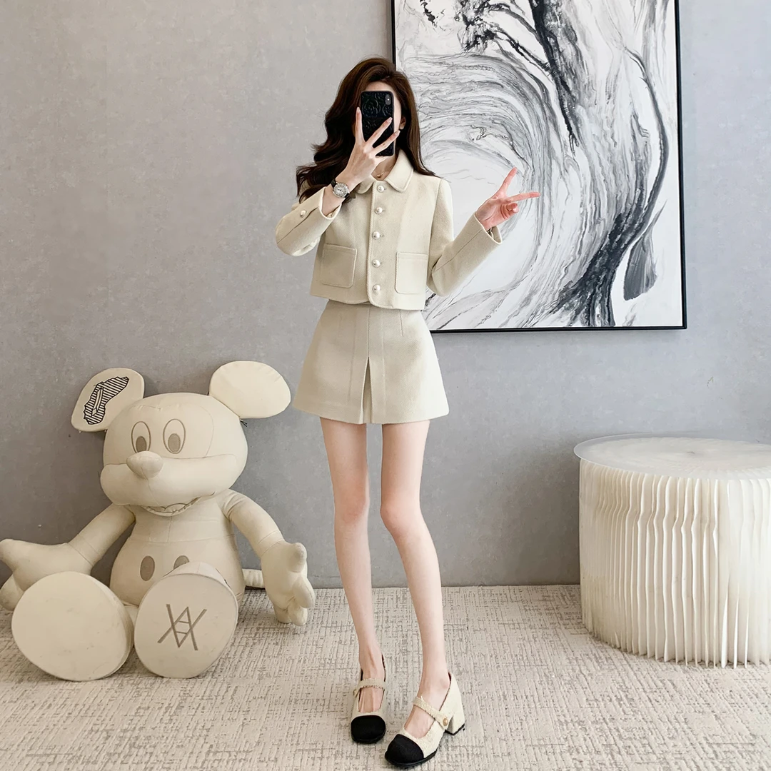 高级感小香风气质时尚套装女秋冬季新款短外套半身裙两件套小个子