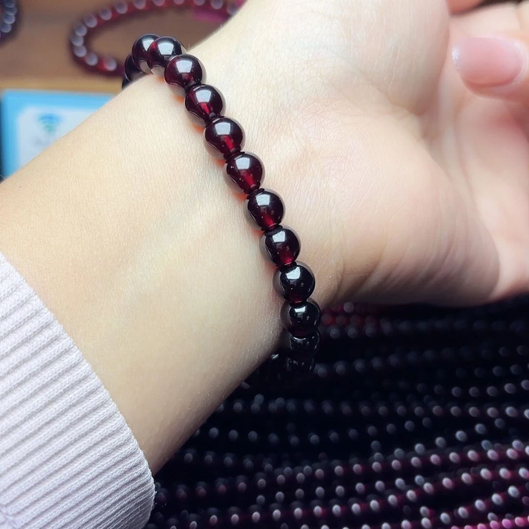 石榴石未镶嵌手链卡7酒红单圈9A高品
