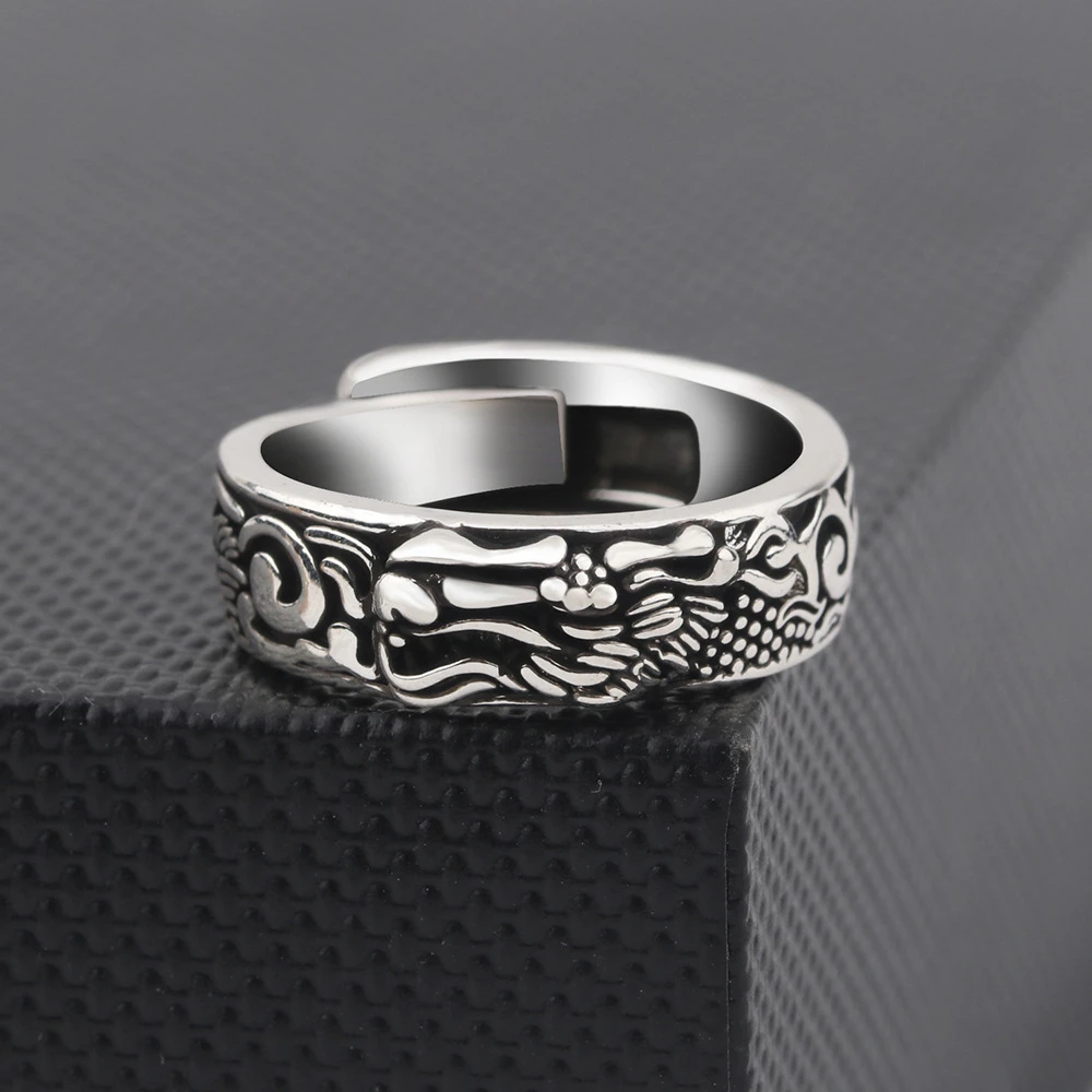 复古祥龙戒指男潮个性民族风龙纹食指戒简约饰品时尚百搭精致甜美