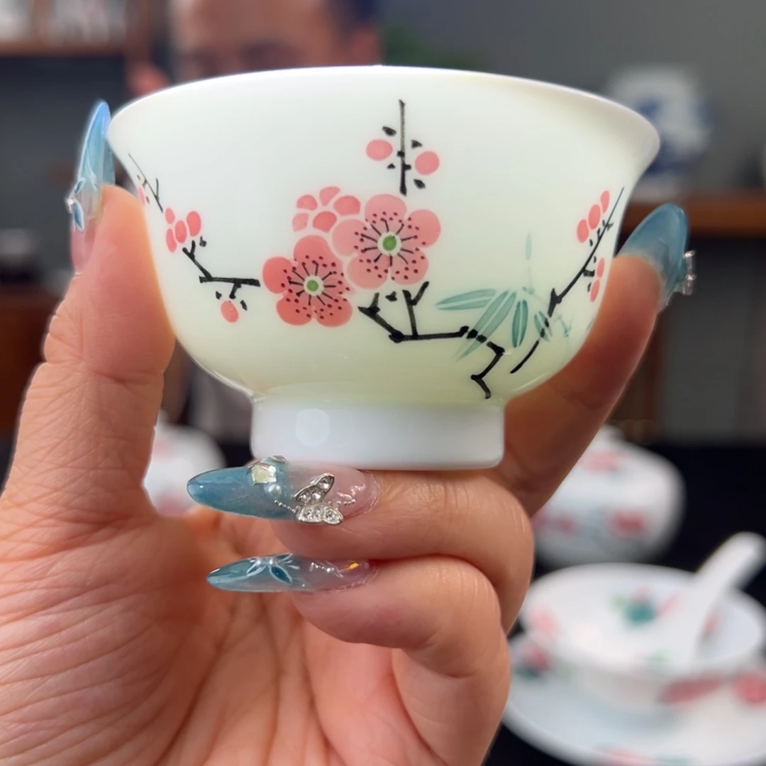 翠竹红梅压手杯杯