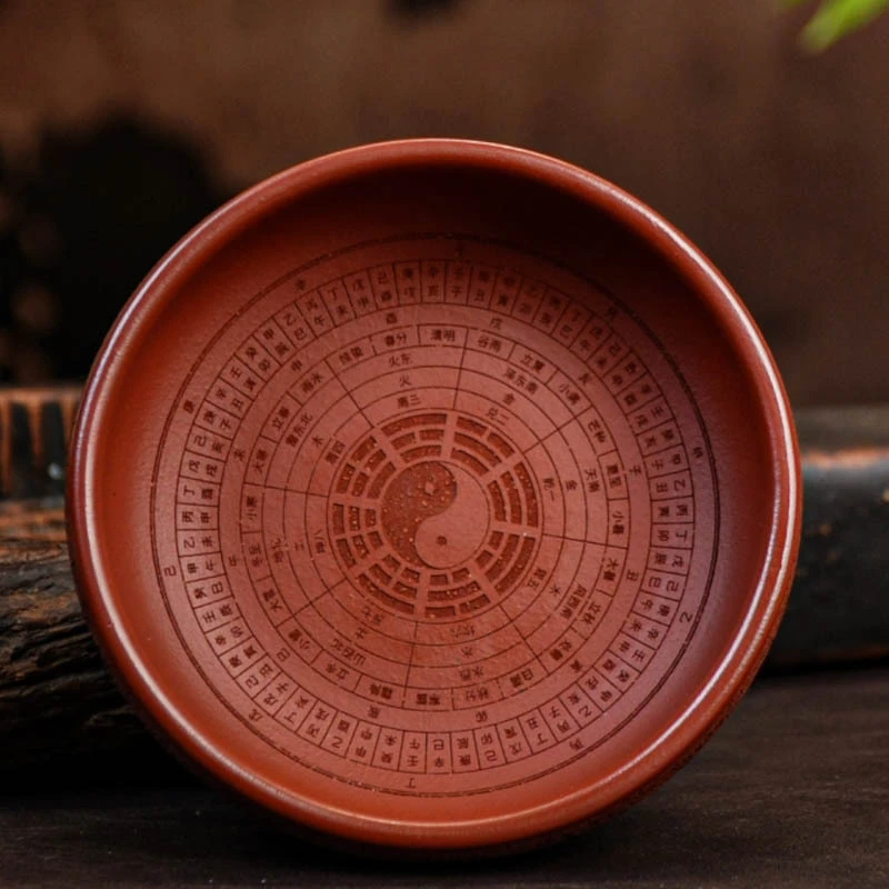 宜兴紫砂原矿朱泥大红袍八卦普洱茶盏全手工