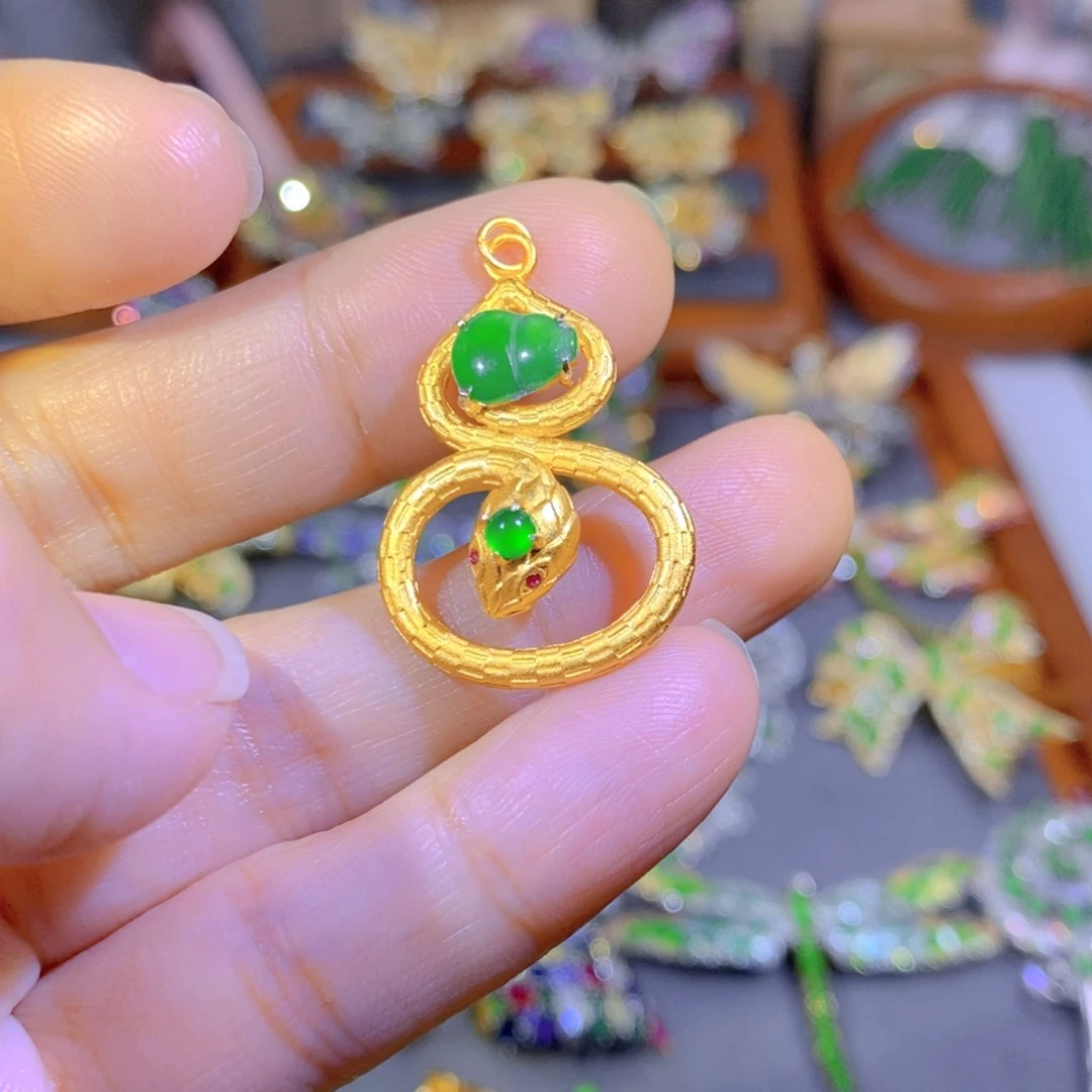 银S925镶嵌挂件翡翠