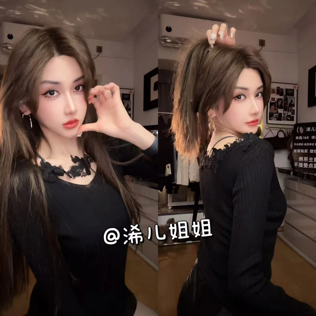 蕾丝V领针织上衣