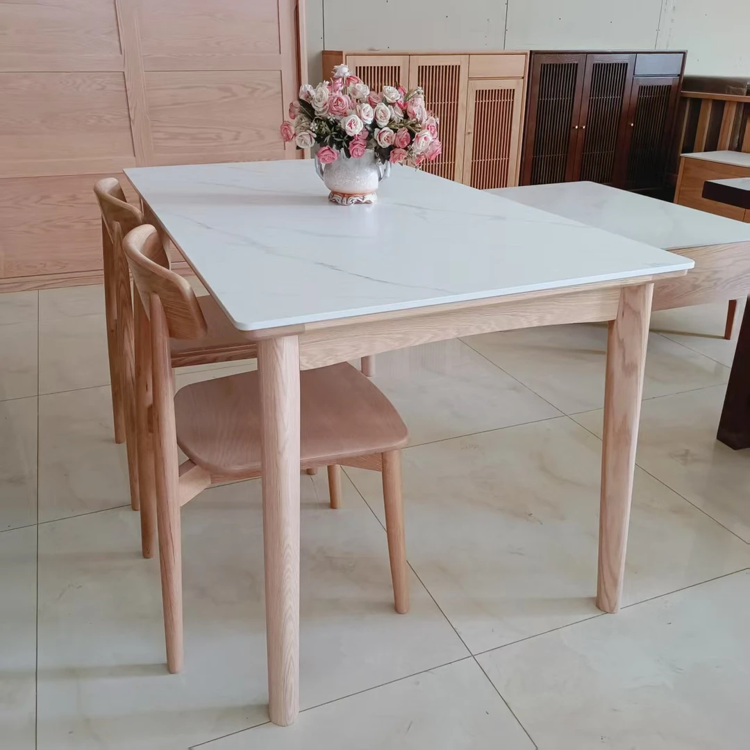 乐雅餐桌客厅纯实木餐桌橡木家用饭桌餐桌北欧简约长方形实木餐桌