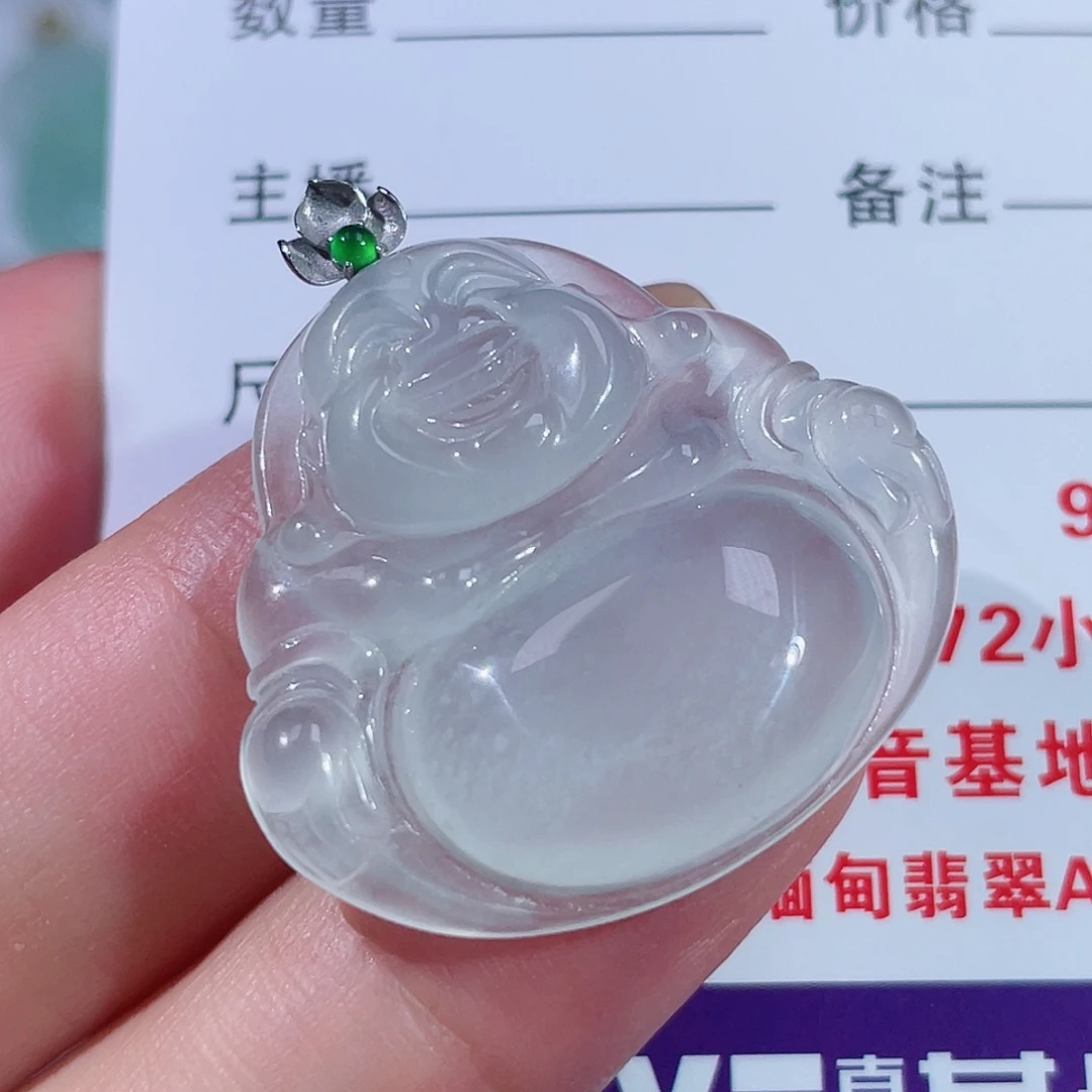 翡翠18K金镶嵌颈饰佛公