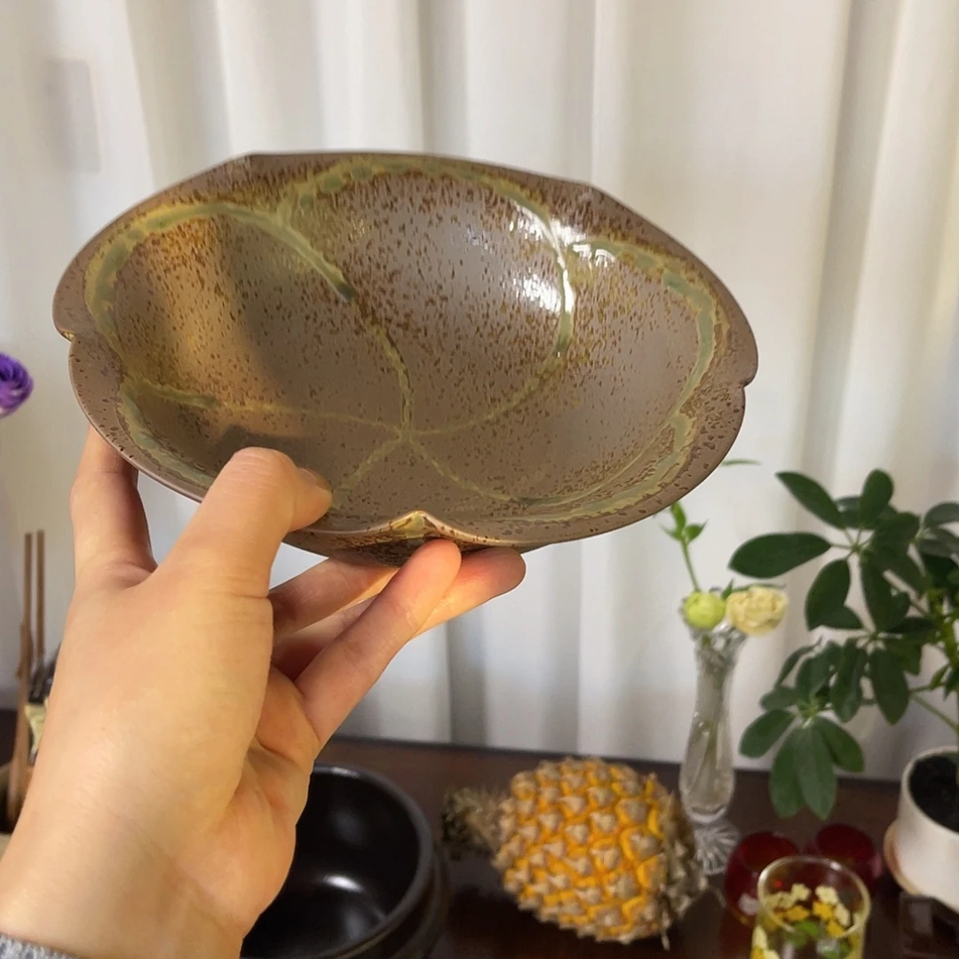 瓷片粗陶翻瓣花形钵9