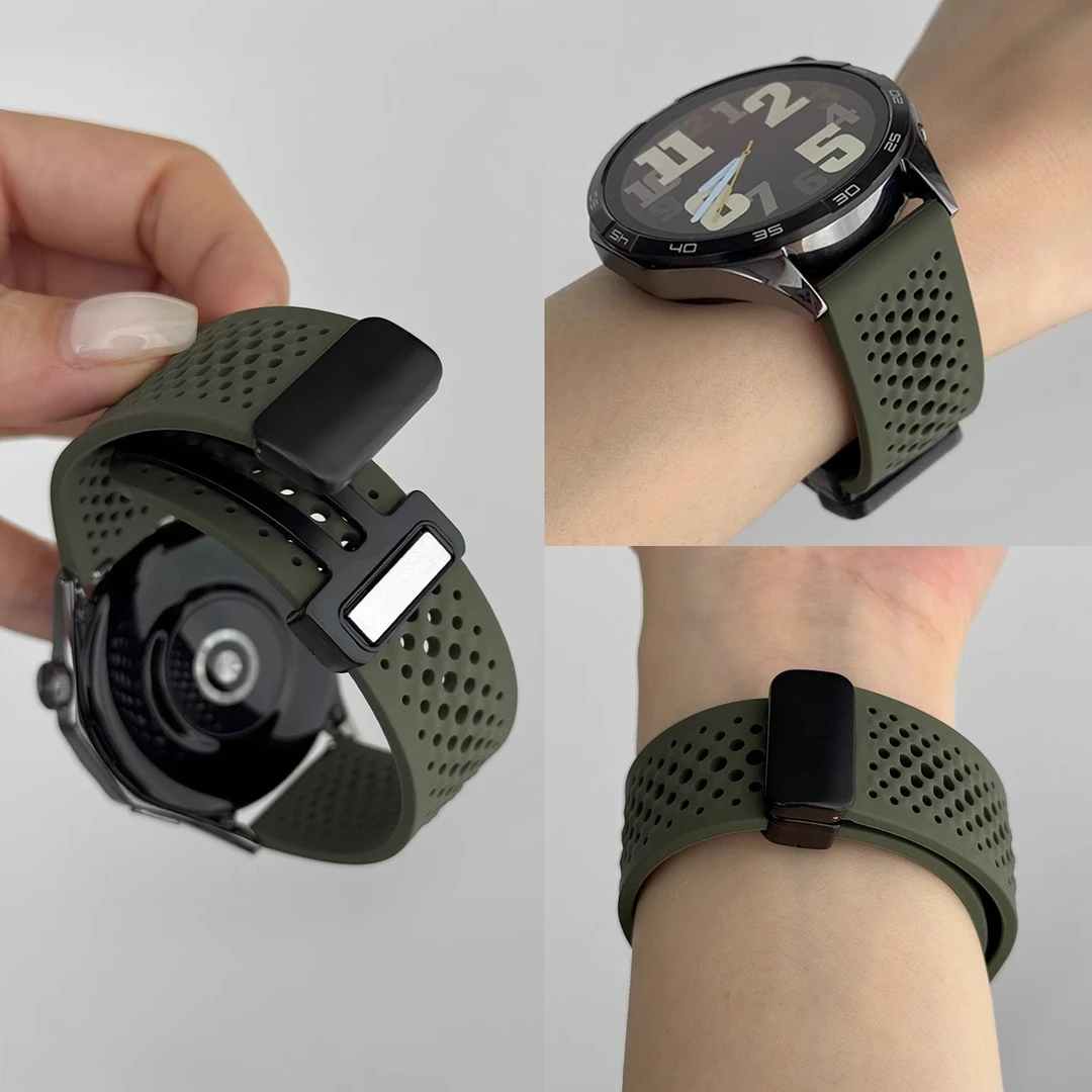 适用华为watch5表带gt5磁吸扣硅胶gt4运动gt3透气gt2替换带gt5pro