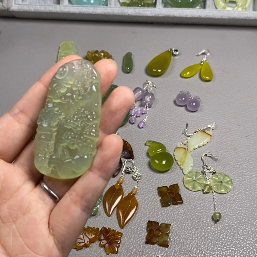 【闪购商品】蛇纹石玉未镶嵌挂件耳饰耳环项链