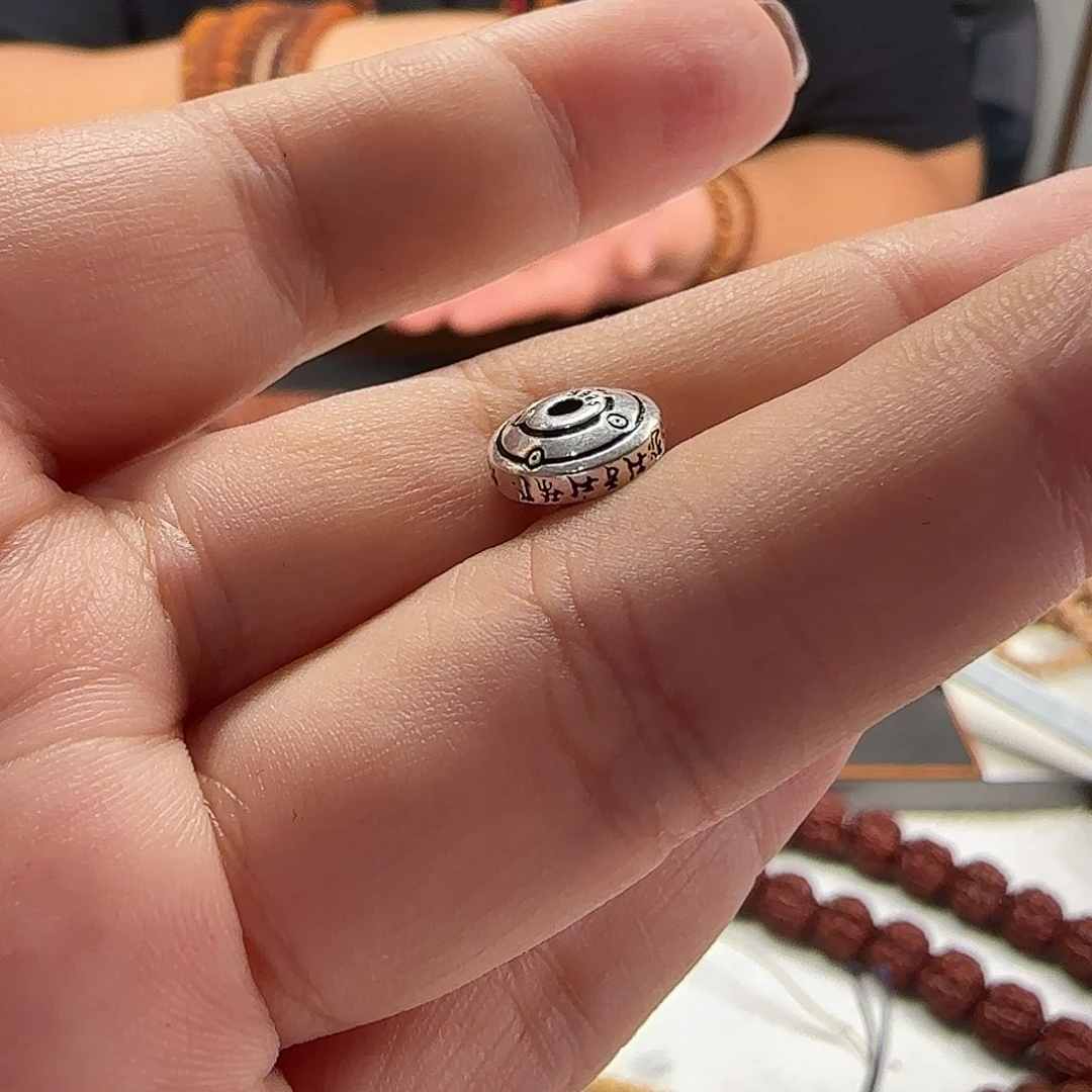 足银镶嵌琥珀裸石飞碟隔片A21