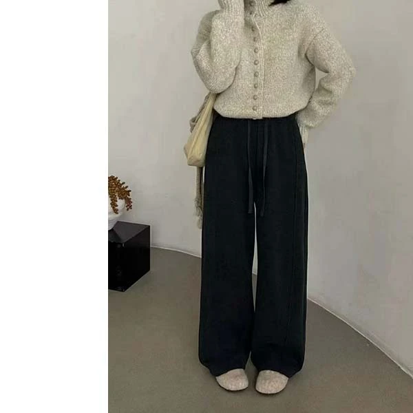 【小个子定制】加绒高腰休闲百搭宽松休闲裤60129