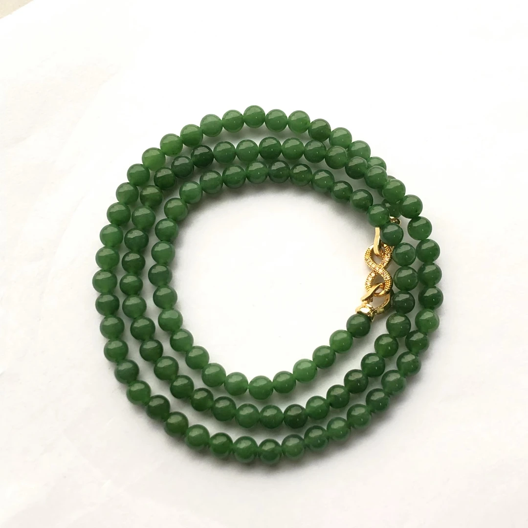 【亿轩珠宝】GG和田玉碧玉公主链5-6mm