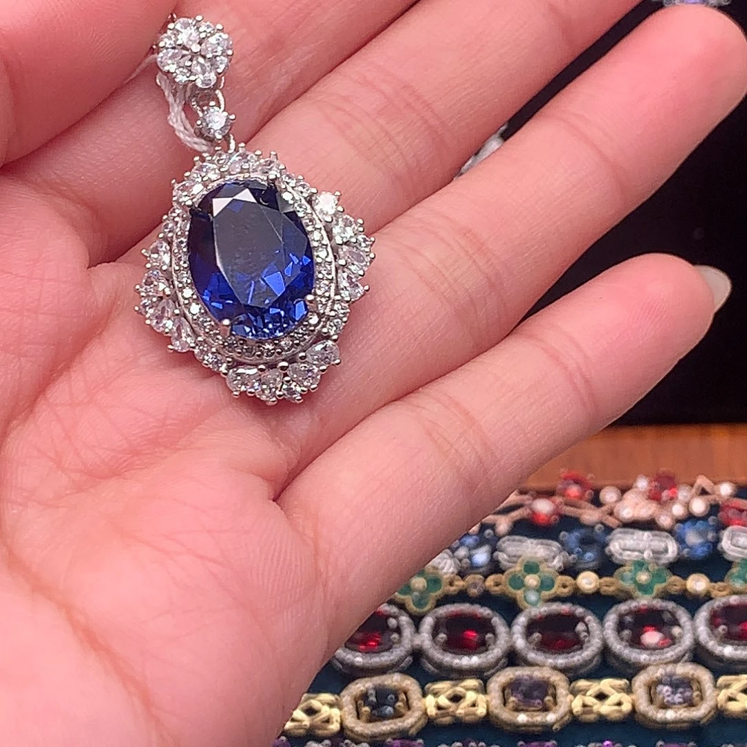 颈饰坦桑石银S925镶嵌