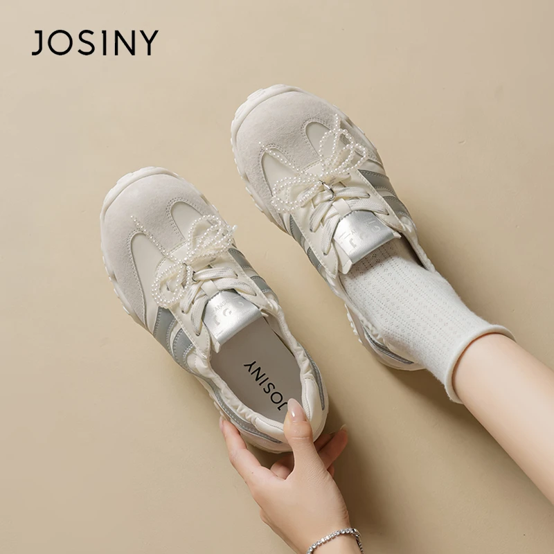 卓诗尼芭蕾德训鞋女2025秋季新款休闲百搭简约显高板鞋软底小白鞋