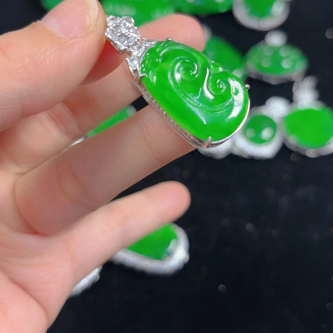 翡翠银S925镶嵌吊坠(不含链)