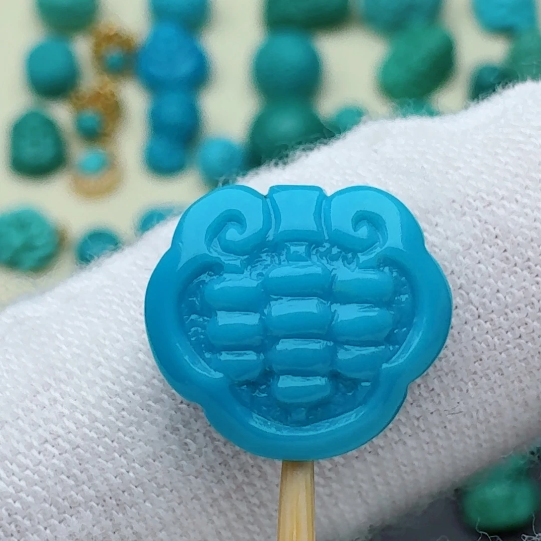 绿松石未镶嵌平安锁牌12.7