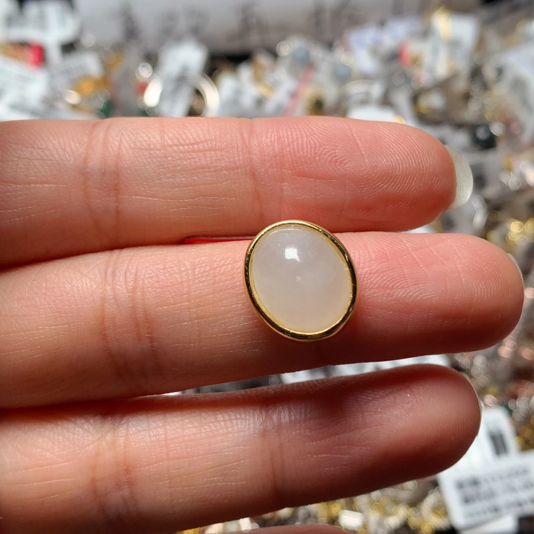 翡翠戒指银S925镶嵌天然翡翠吊坠